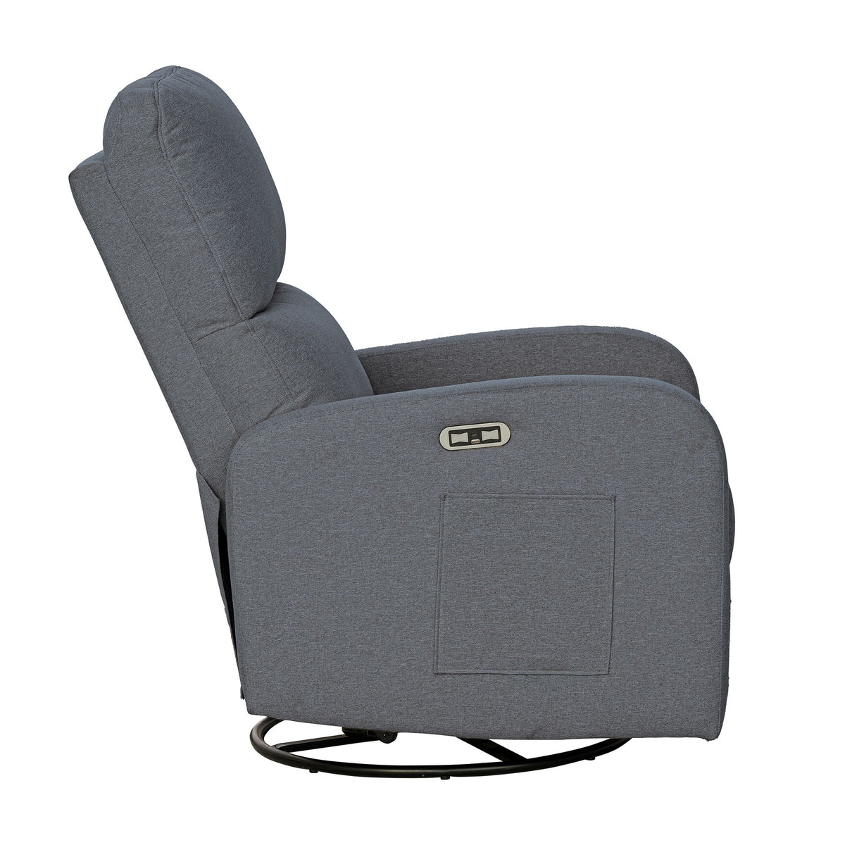 Dakota Power Recliner 3-in-1 with Swivel, Glider, Charging Station - Grey