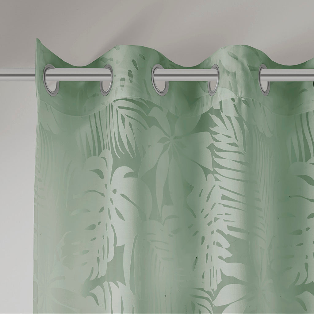 Leilani Palm Leaf Burnout Window Sheer - Sage Green