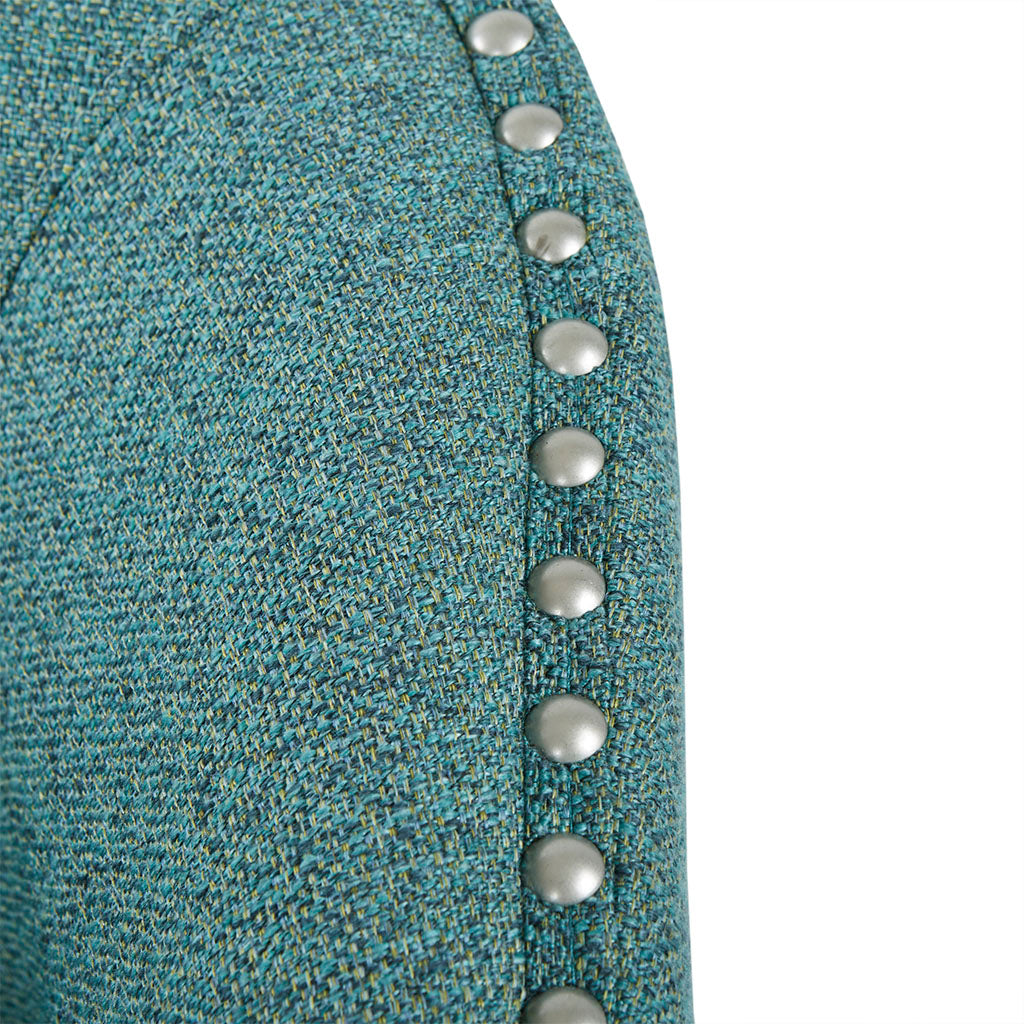 Tyler Upholstered Swivel Barrel Chair with Nailheads - Teal Multi