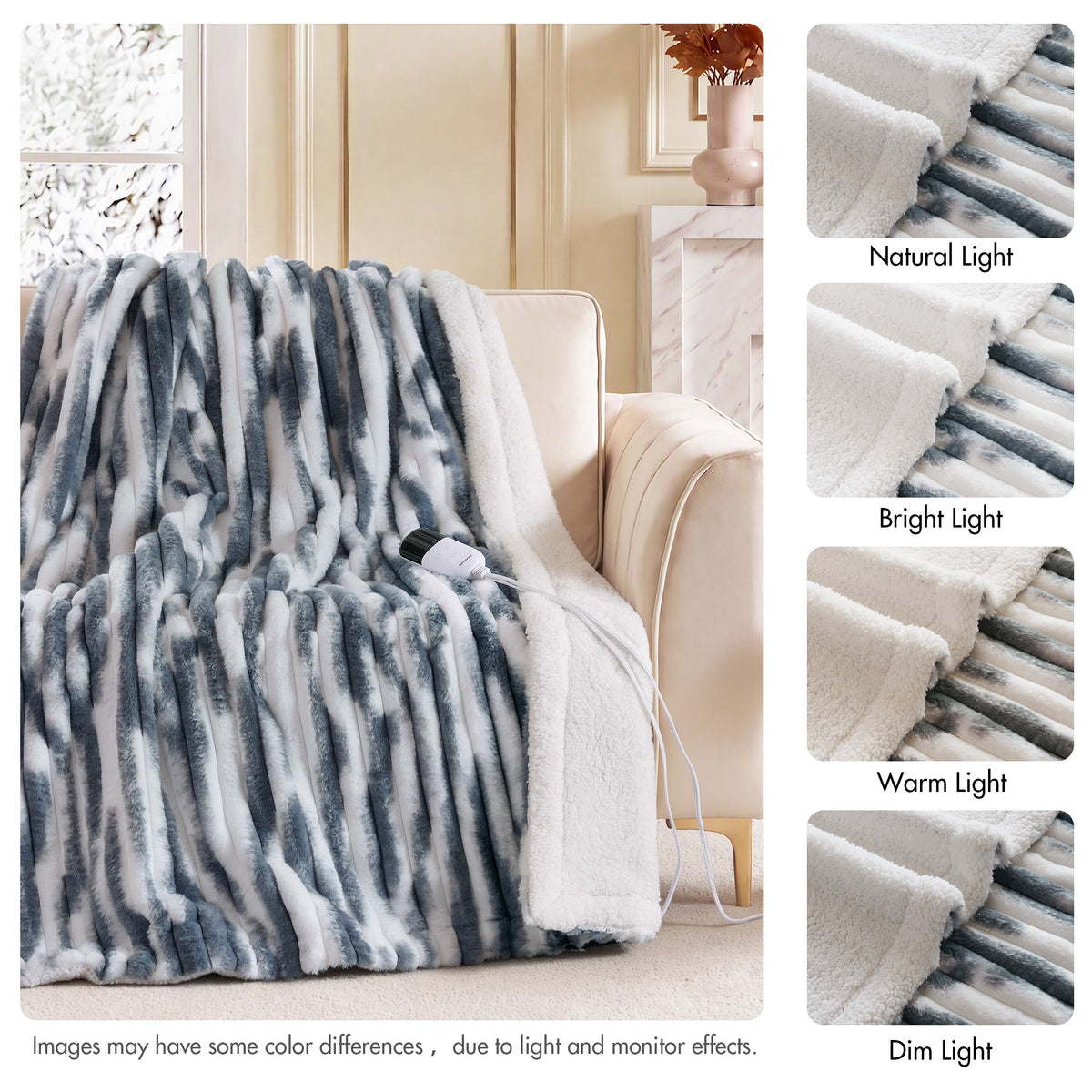 Heated Zuri Luxe Heated Throw - Blue Marble