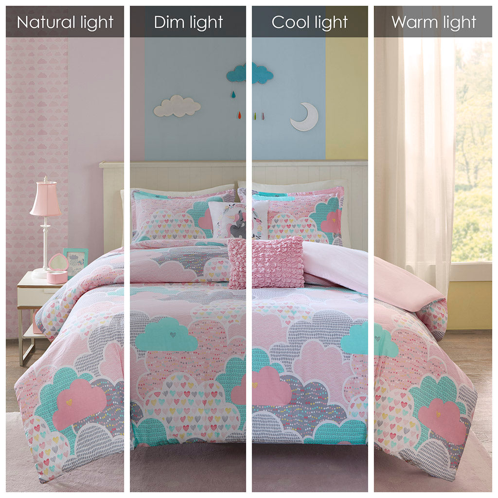 Cloud Cotton Printed Duvet Cover Set - Pink