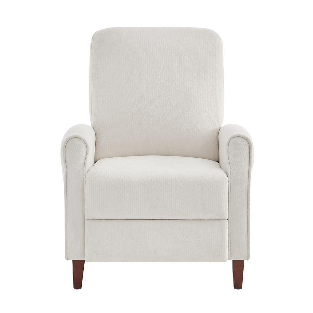 Marena Upholstered Manual Push Back Recliner - Cream