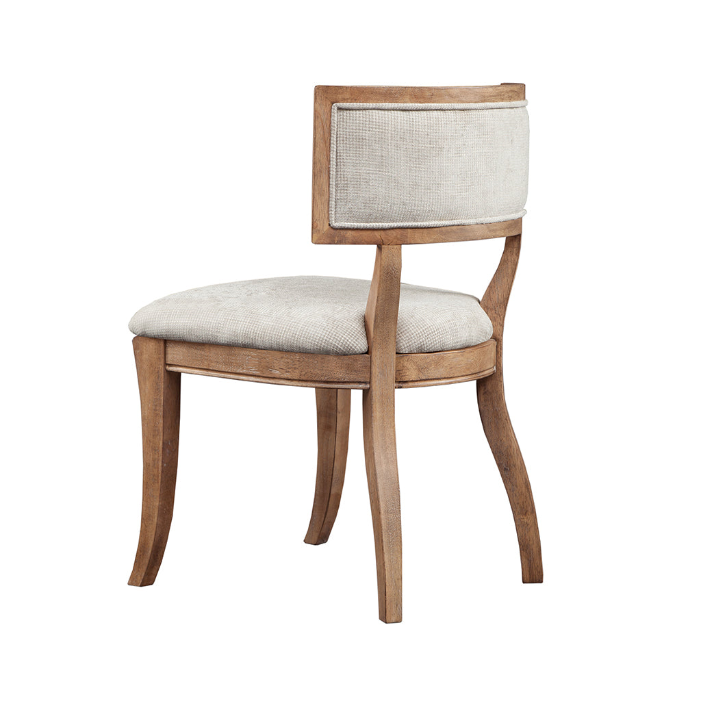 Marie Upholstered Split-Back Dining Chairs with Curved Wood Frame (Set of 2) - Beige/Light Natural