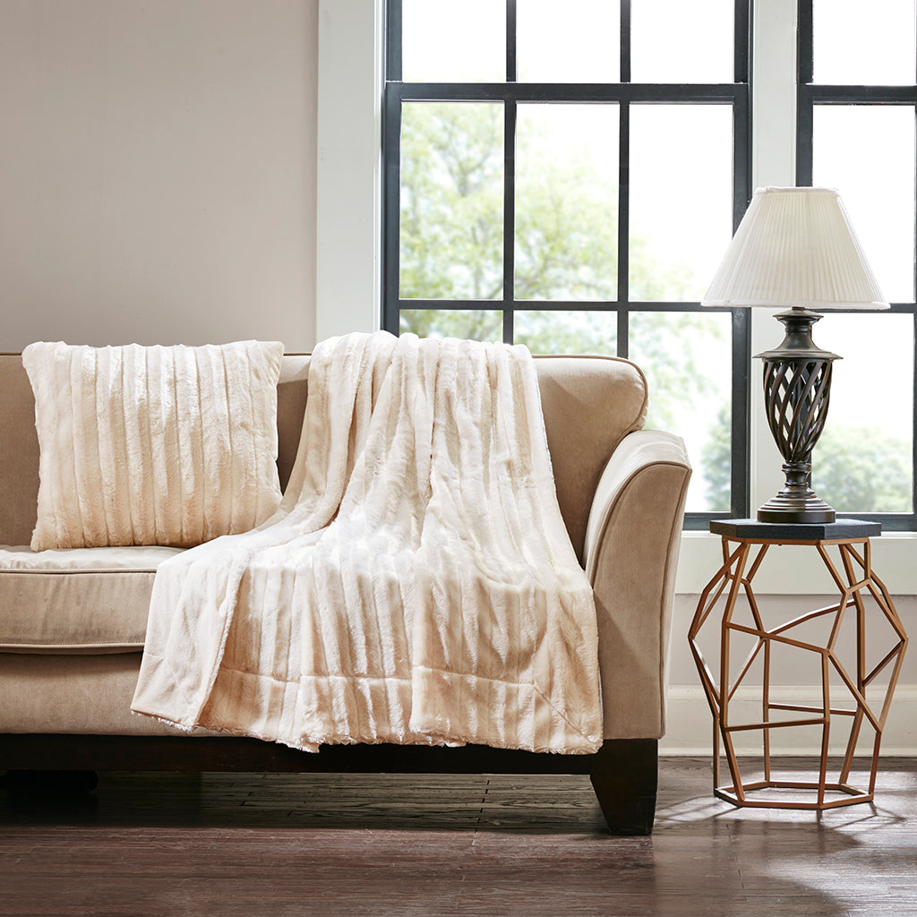 Duke Faux Fur Square Pillow - Ivory
