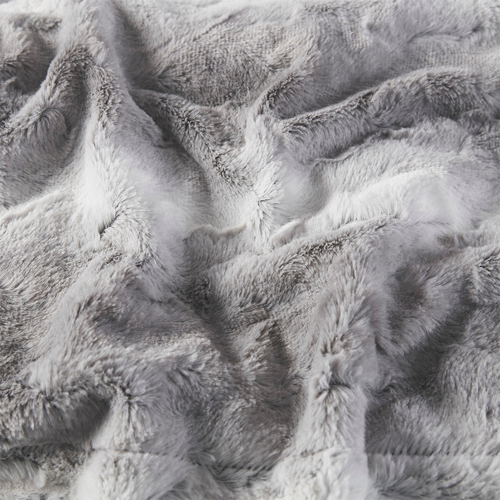 Zuri Oversized Faux Fur Throw - Grey