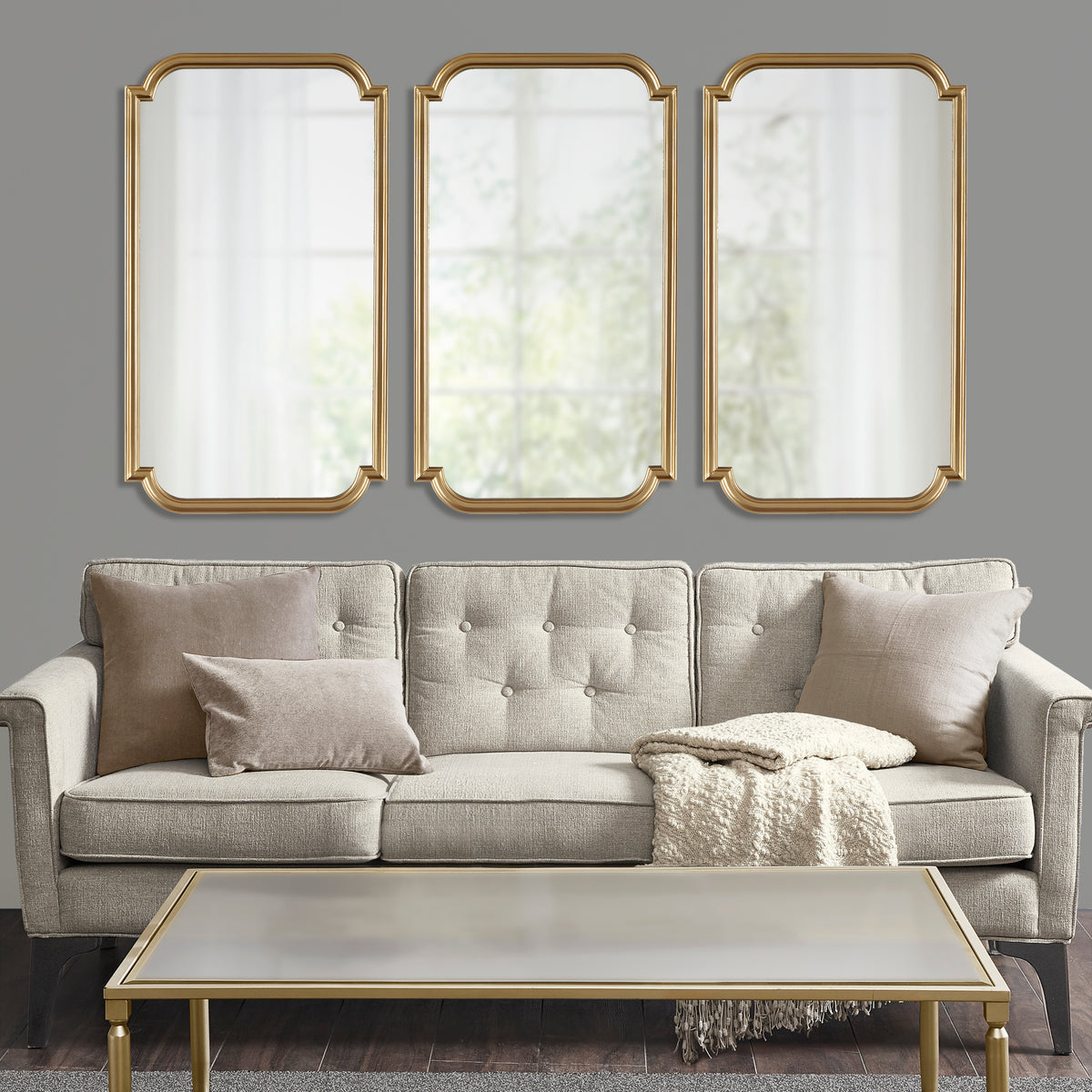 Adelaide Gold Scalloped Wood Wall Mirror - Gold