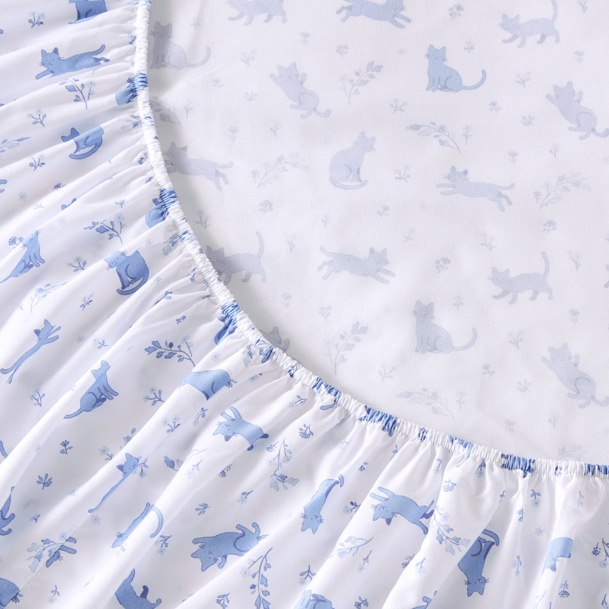 Printed Microfiber Sheet Set - Blue Cat