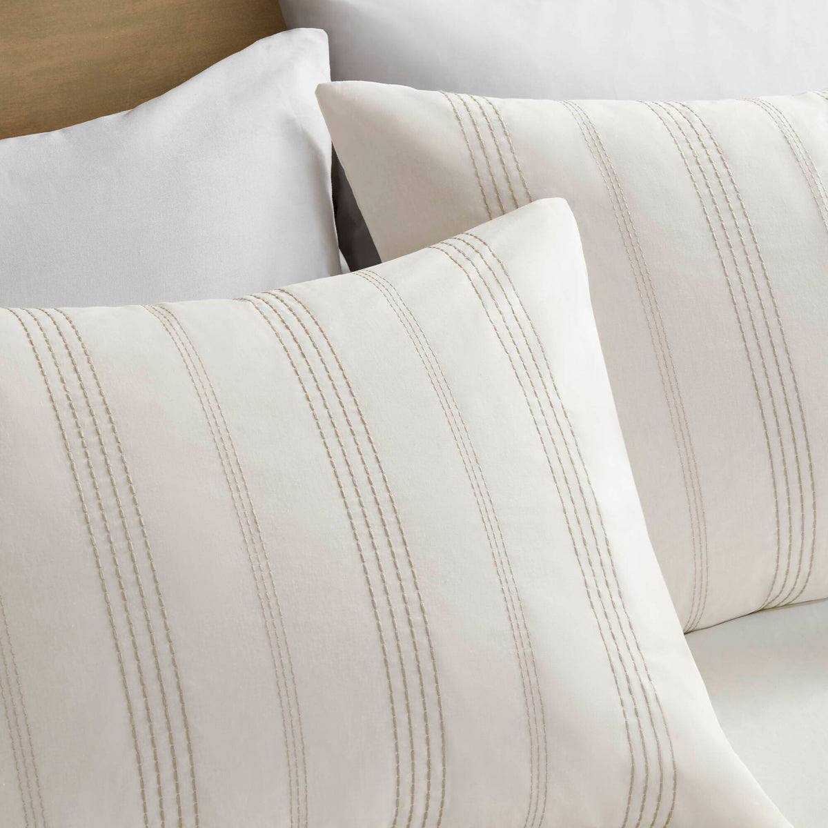 Morgan 5 Piece Cotton Jaquard Duvet Set - Ivory/Taupe