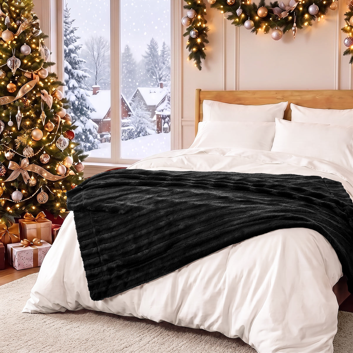 Duke Long Fur Throw - Black