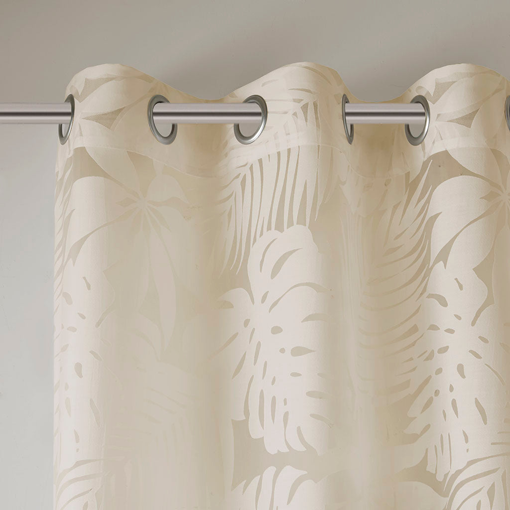 Leilani Palm Leaf Burnout Window Sheer - Natural