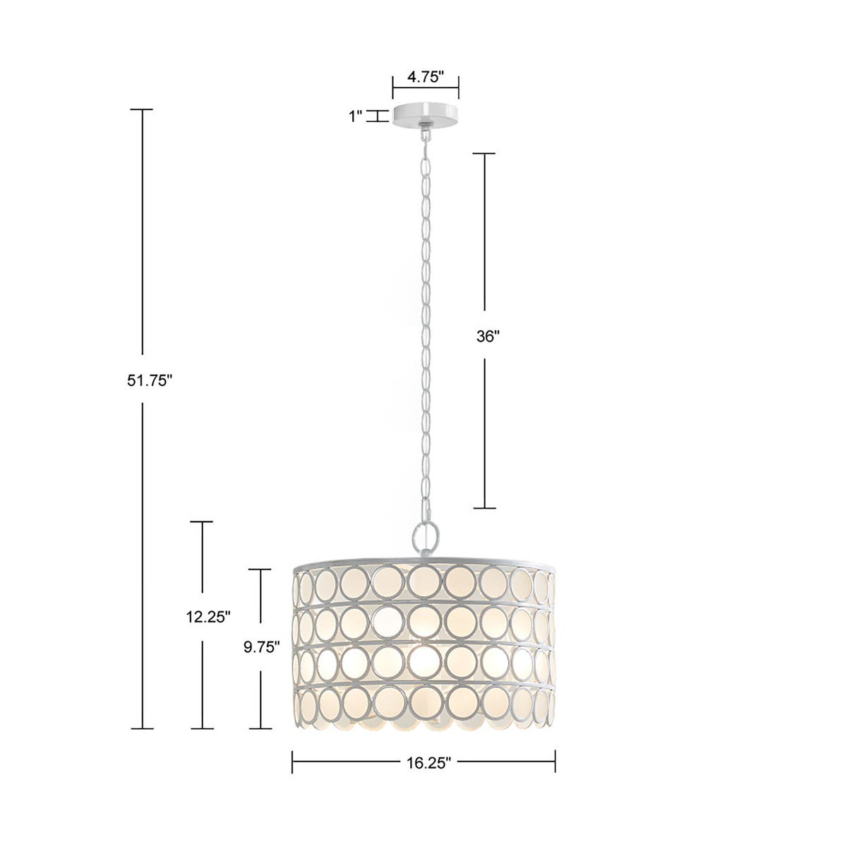 Abbot 4-Light Glass Drum Shade Chandelier - White