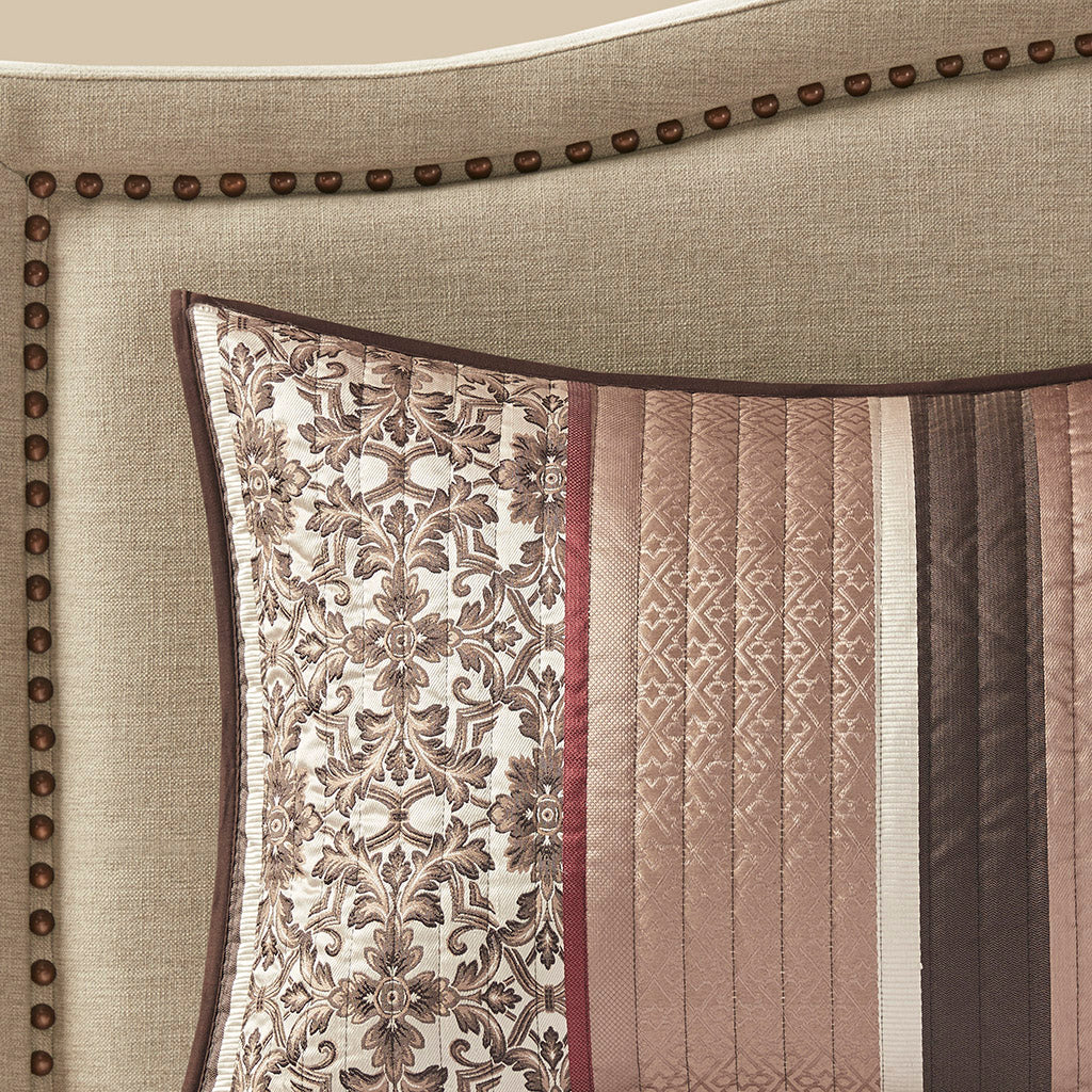 Princeton 5 Piece Jacquard Quilt Set with Throw Pillows - Red