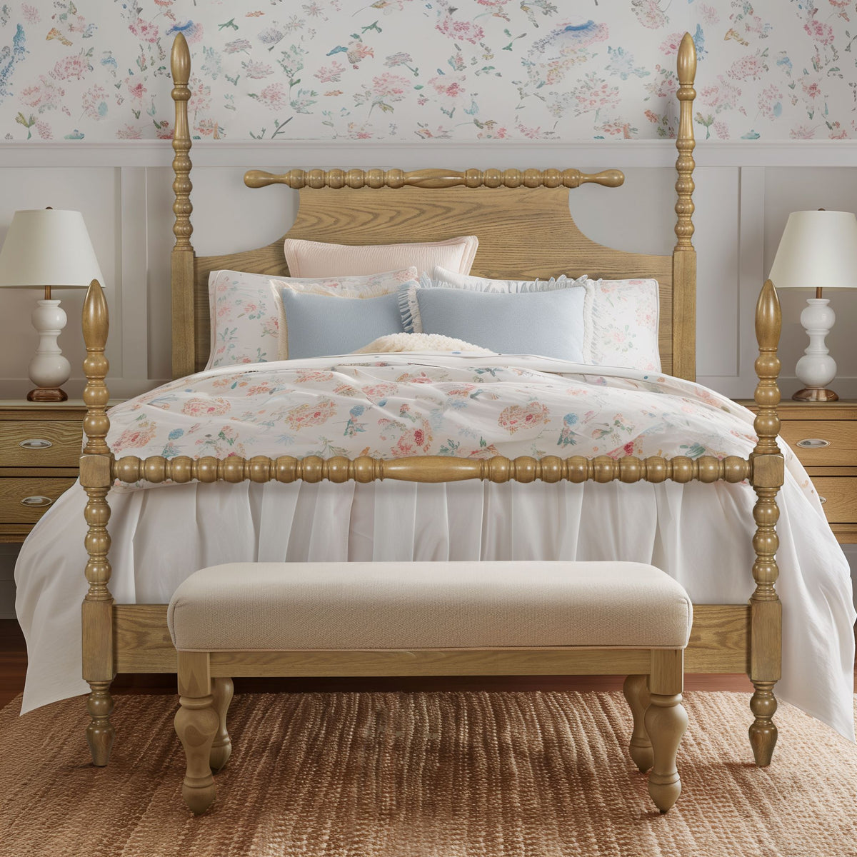 Beckett Turned Wood Spindle Bed - Natural
