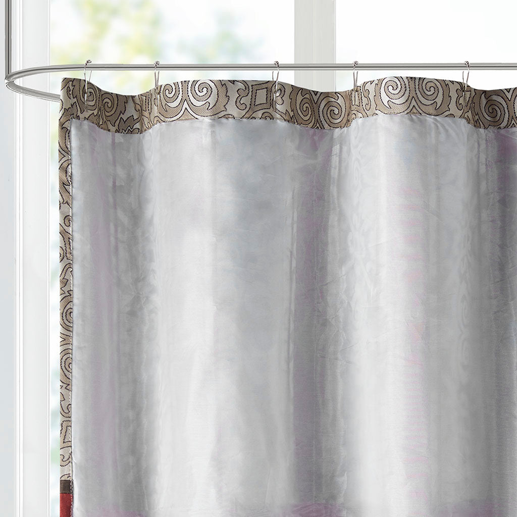 Donovan Embroidered Shower Curtain - Red
