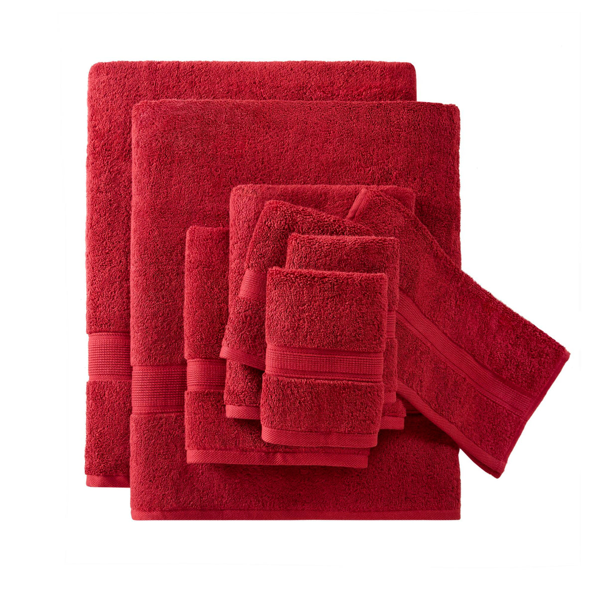 800GSM 100% Cotton 8 Piece Towel Set - Bright Red