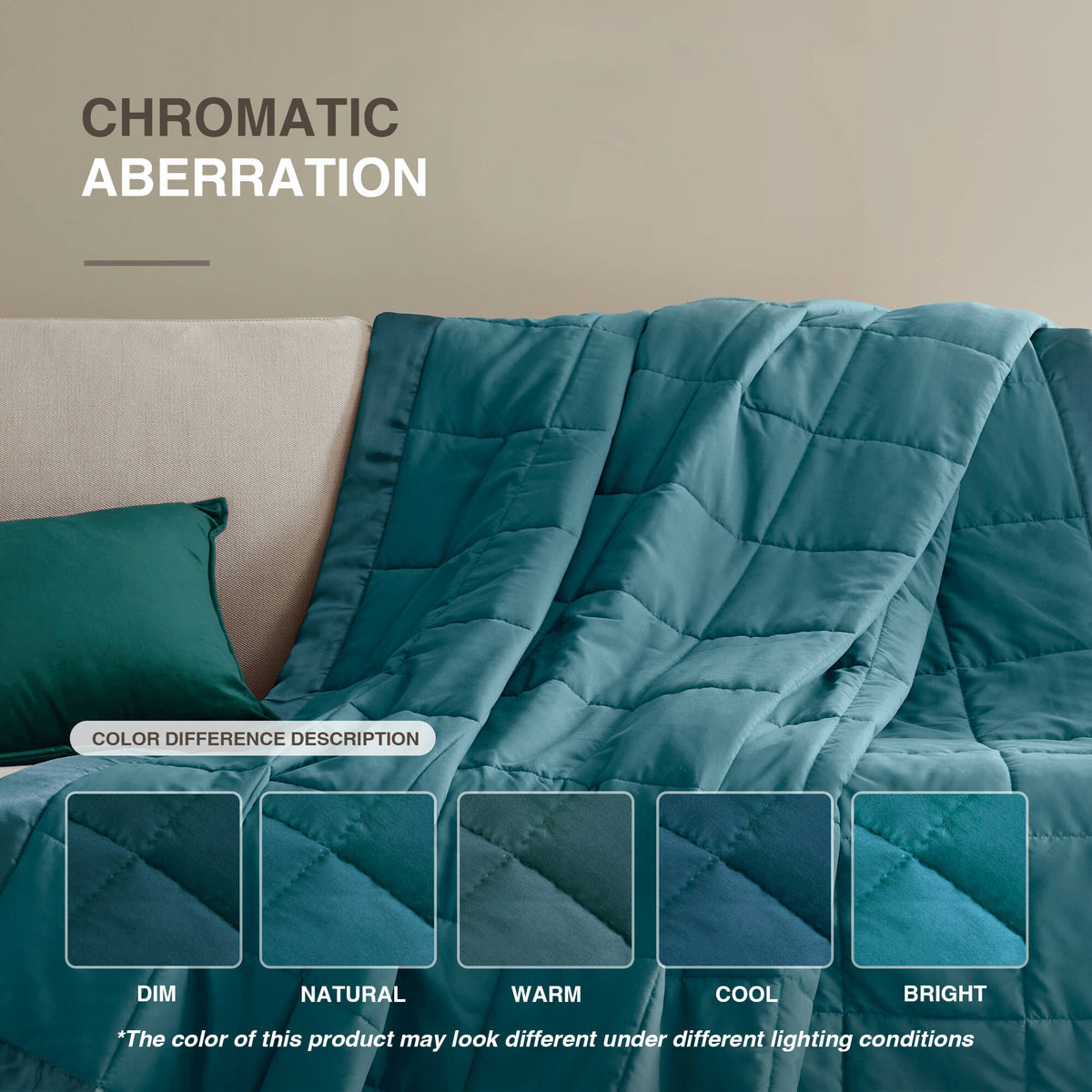 Windom Lightweight Down Alternative Blanket with Satin Trim - Teal