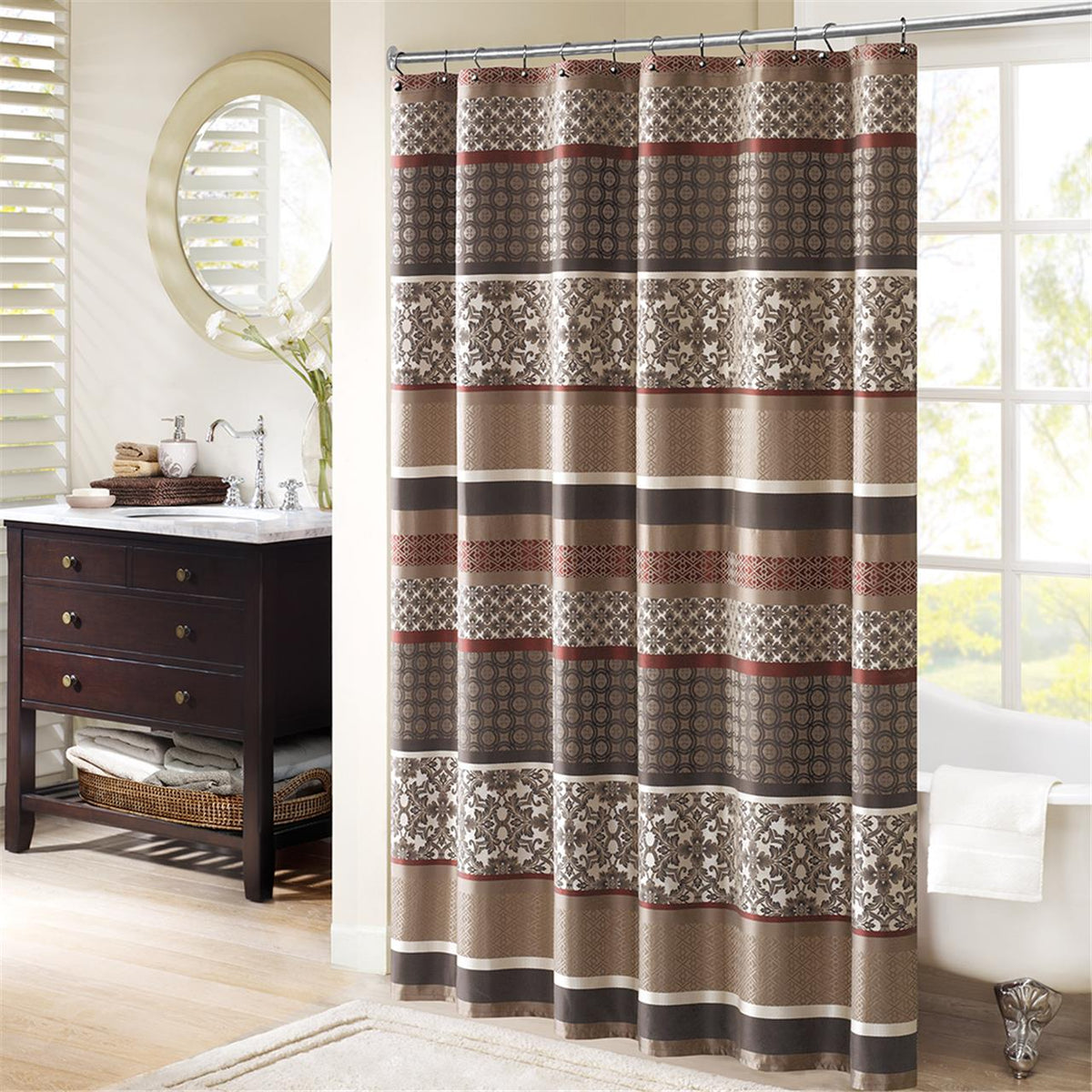 Princeton Jacquard Shower Curtain - Red
