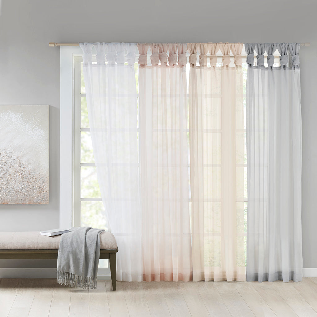 Ceres Twist Tab Voile Sheer Window Pair - Light Grey
