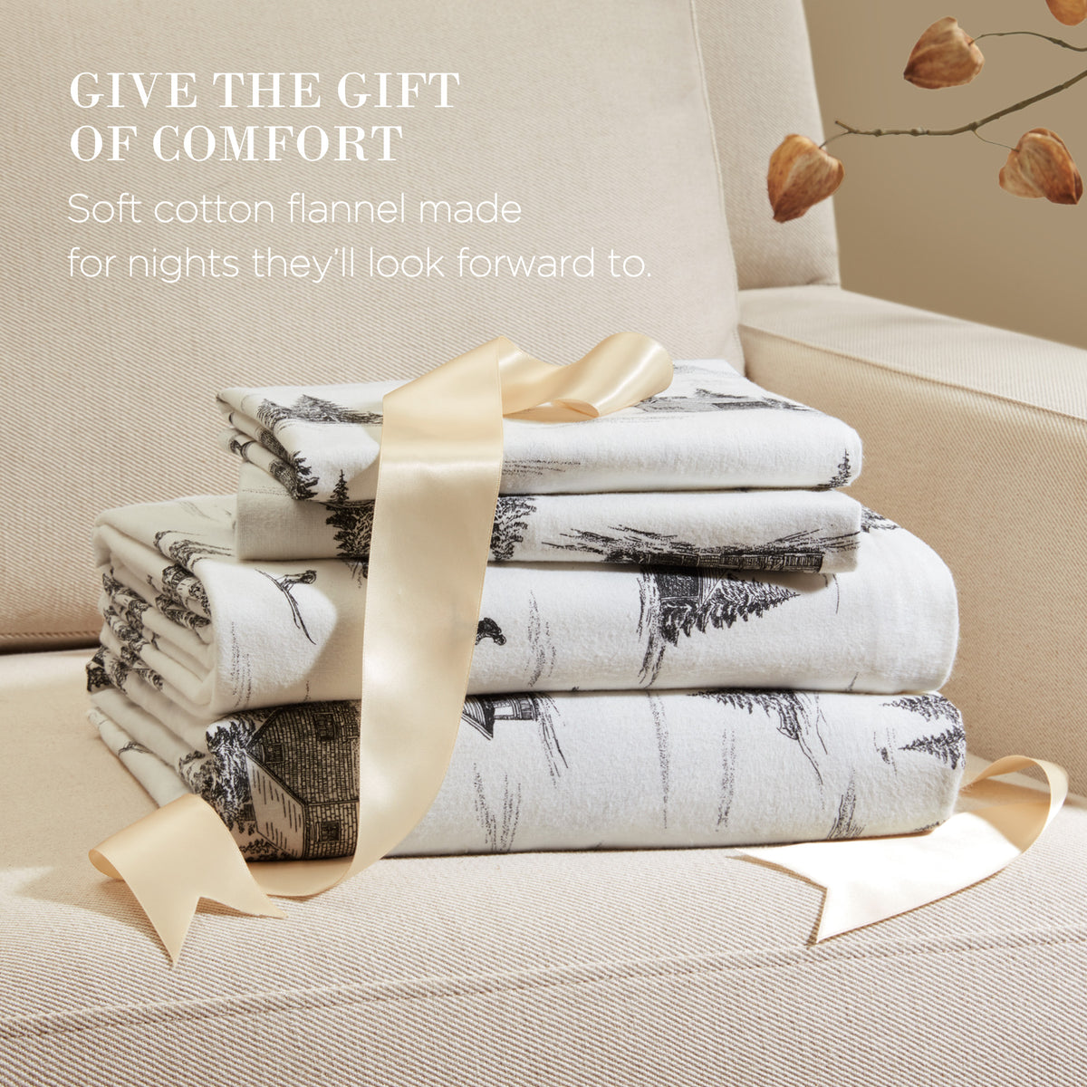 Cotton Flannel Sheet Set - Ski Cabin