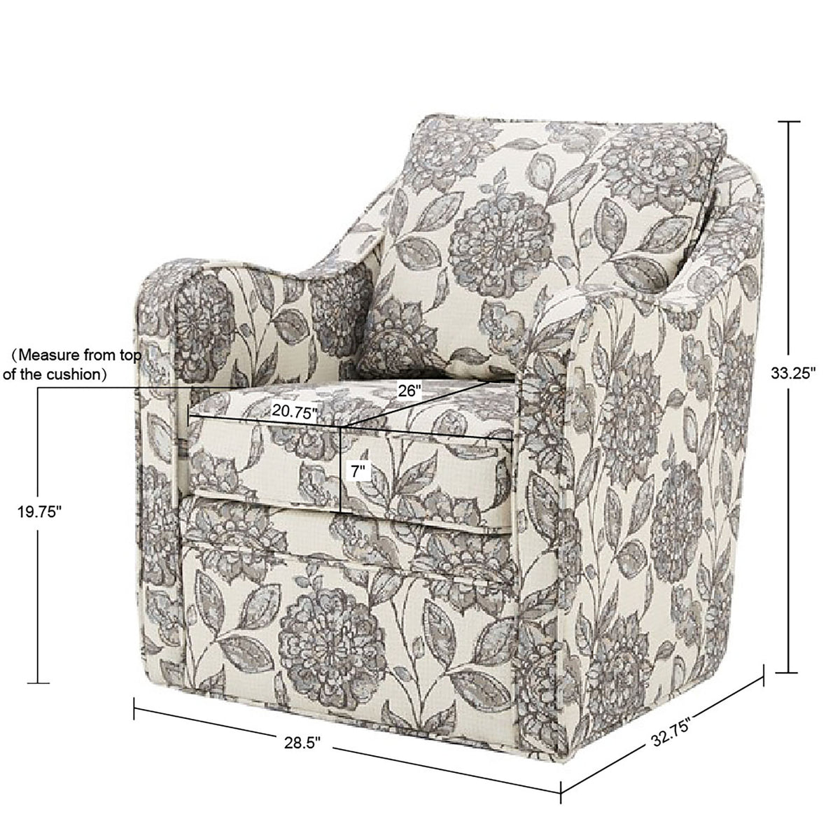 Brianne Upholstered Swivel Curved Armchair - Multi
