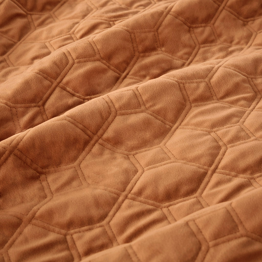 Harper 3 Piece Velvet Quilt Set - Rust