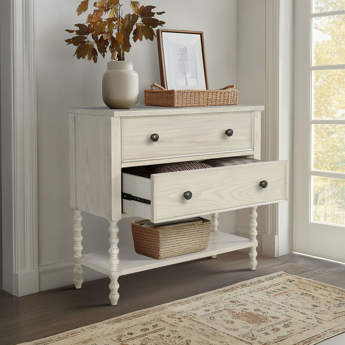 Beckett 2 Drawer Accent Chest - Antique Cream