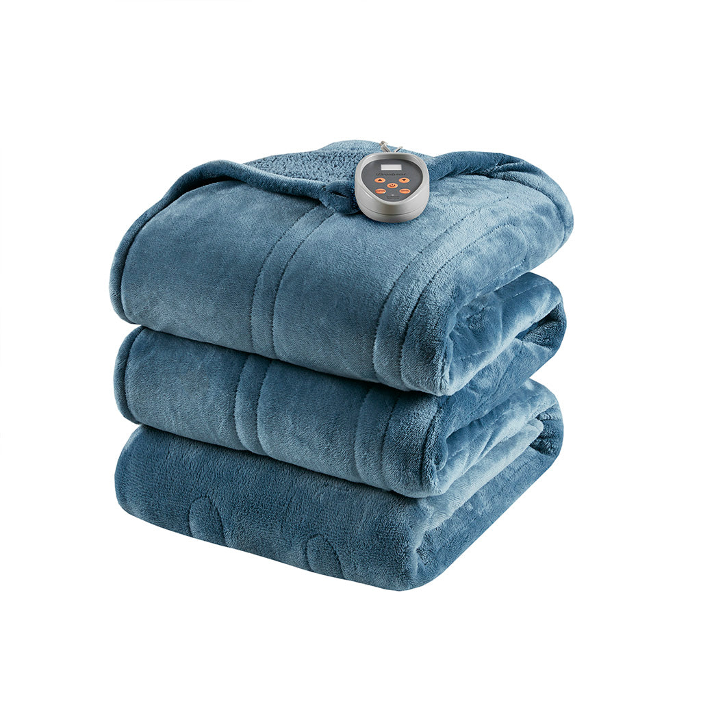 Heated Microlight to Berber Blanket - Blue