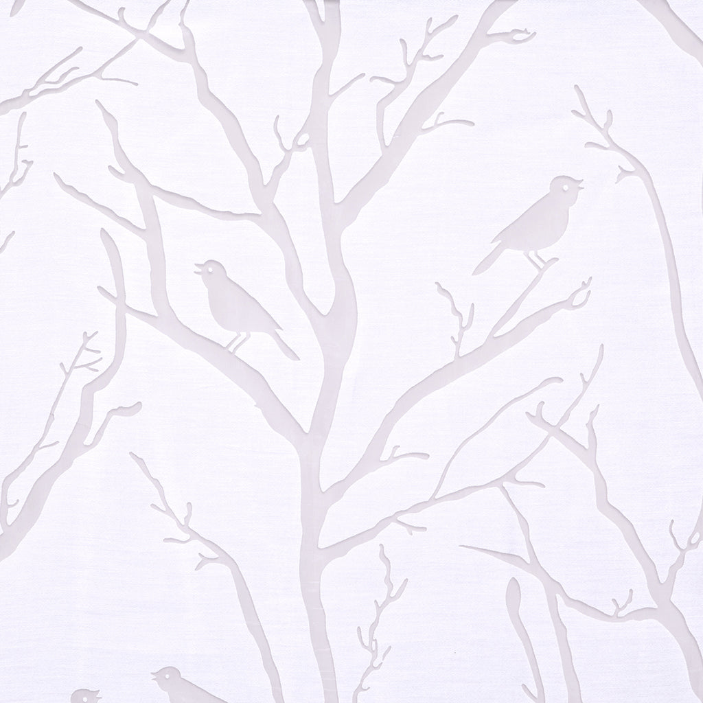 Averil Grommet Top Sheer Bird on Branches Burnout Window Curtain - White