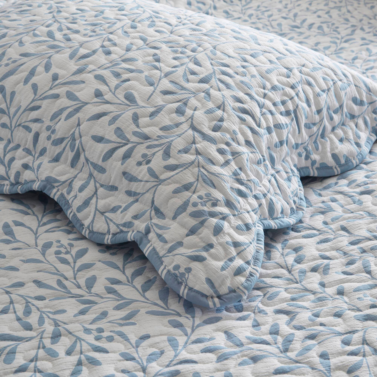 Darcy 3 Piece Print Quilt Set - Blue