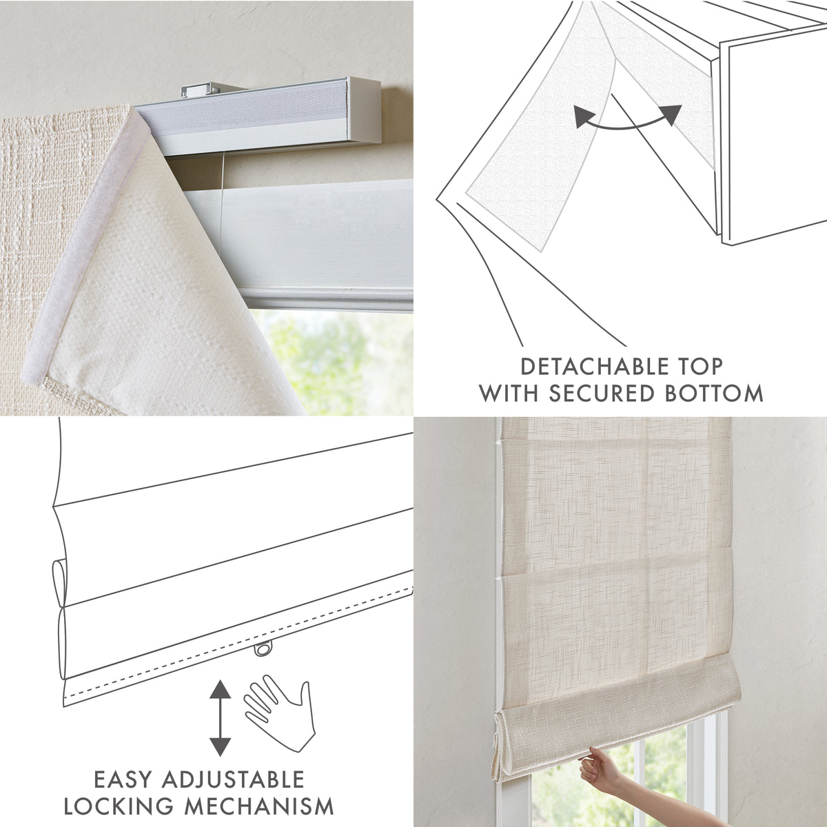 Quincy Cordless Roman Shade - Linen