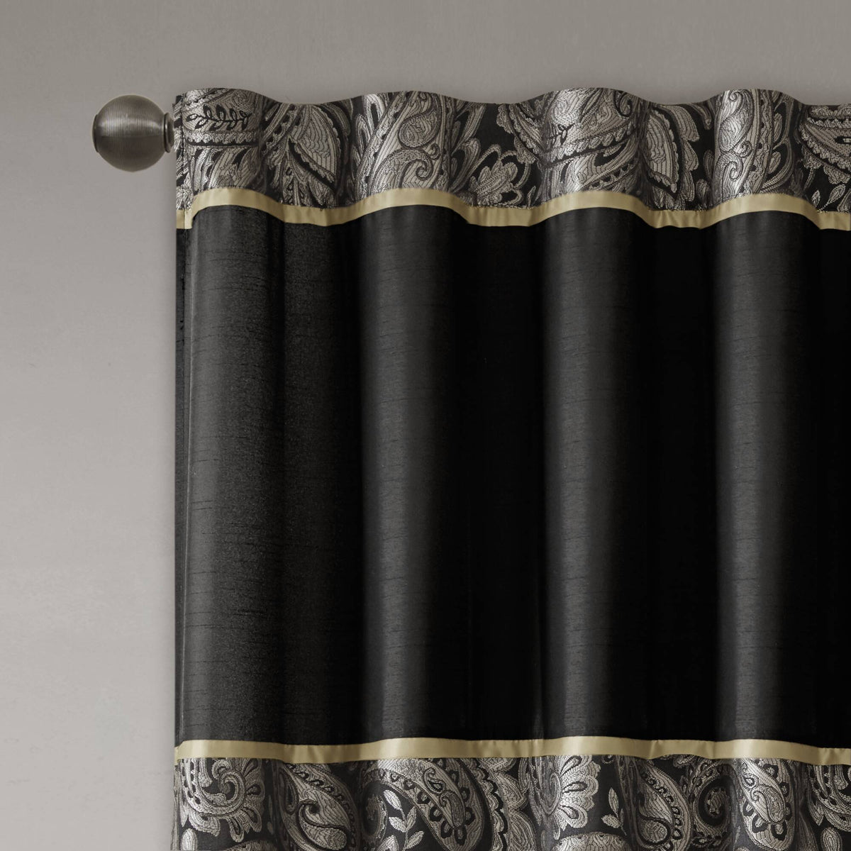 Aubrey Jacquard Curtain Panel Pair - Black