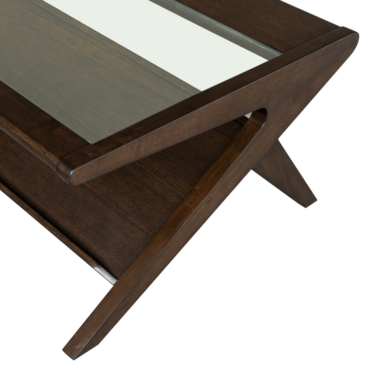 Rocket wood & tempered glass coffee table - Morocco Brown