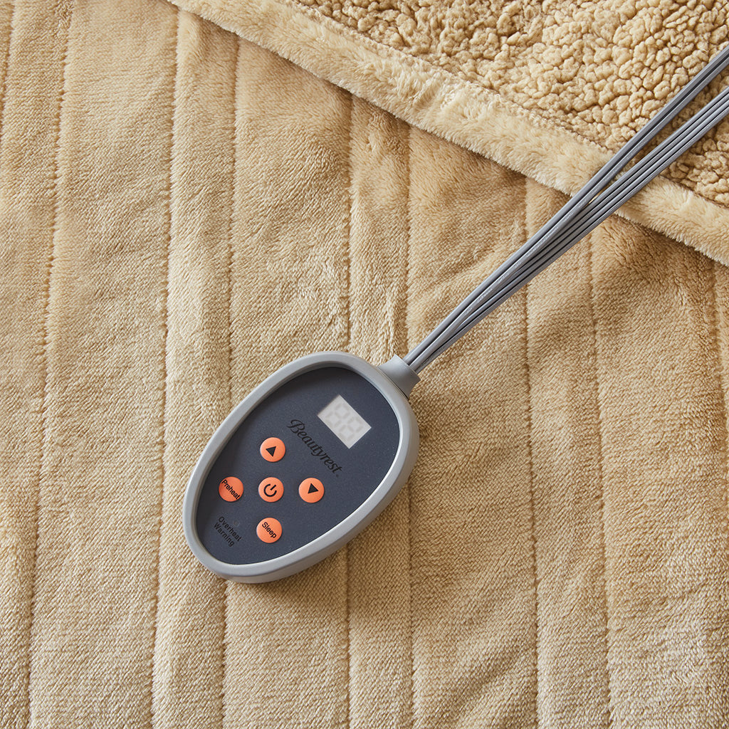 Heated Microlight to Berber Blanket - Tan