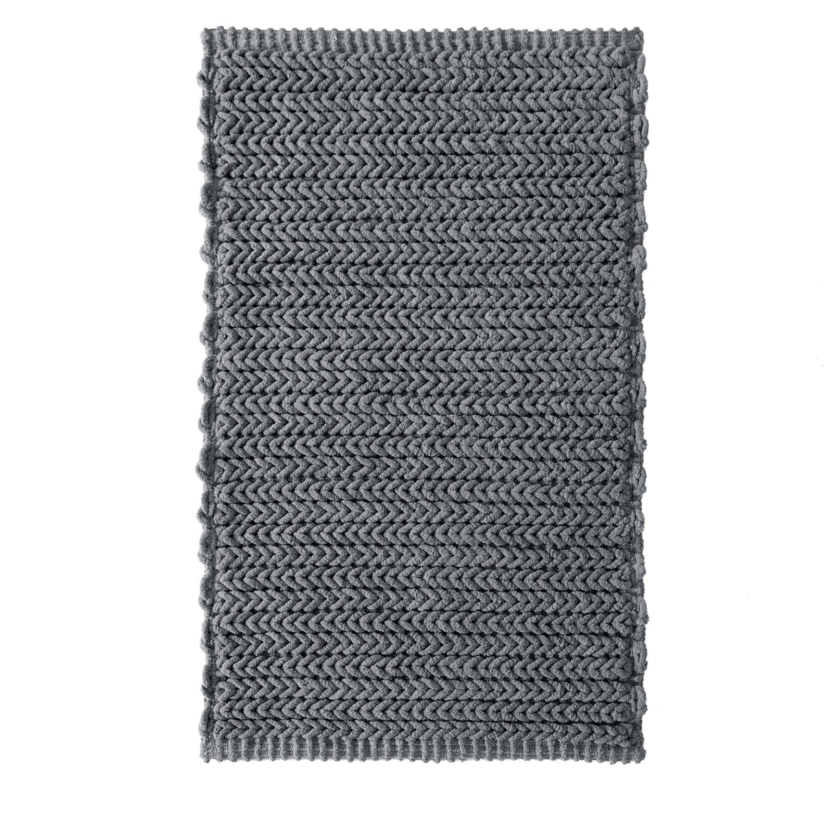 Lasso 100% Cotton Chenille Chain Stitch Rug - Charcoal