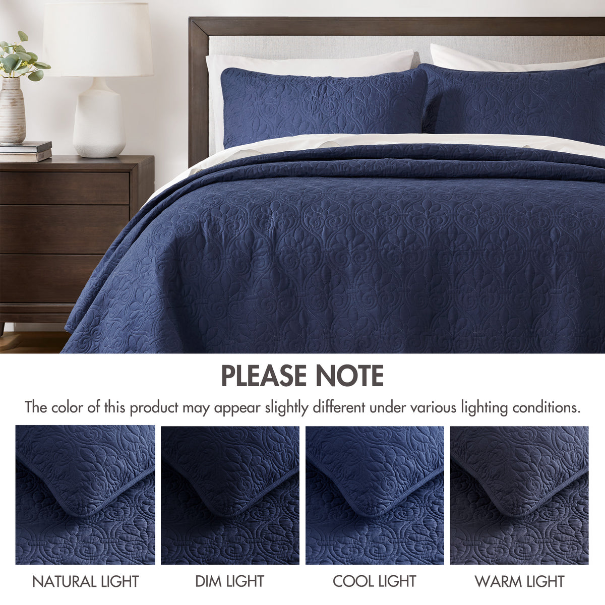 Quebec Reversible Quilt Set - Navy