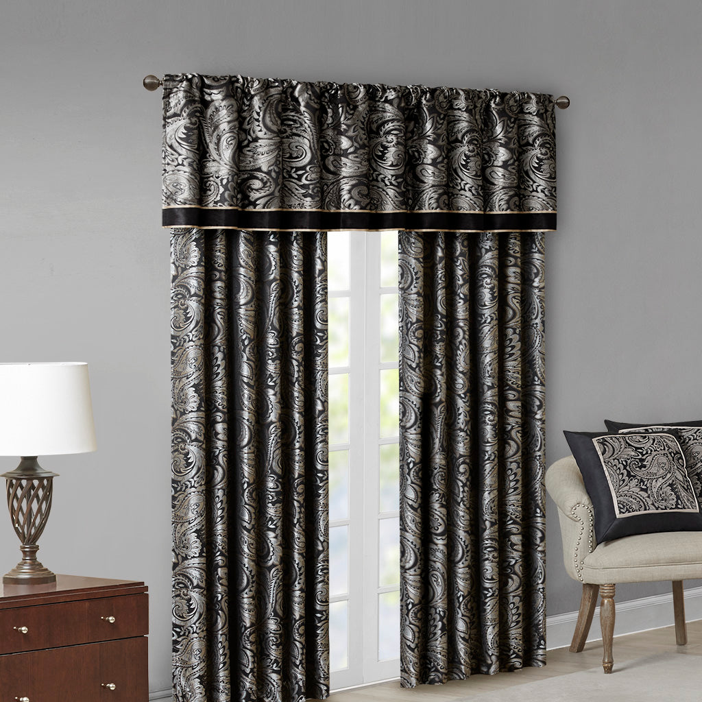 Aubrey Jacquard Window Valance - Black