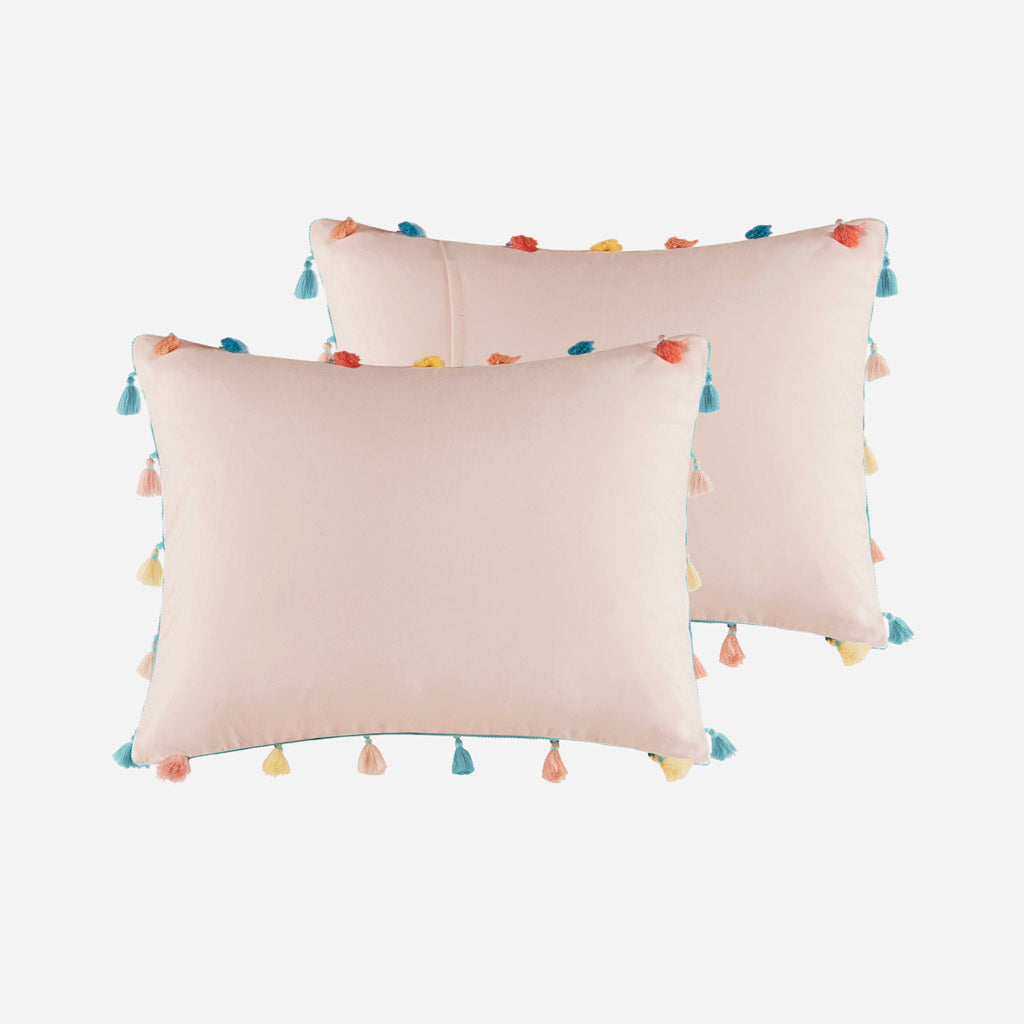 Tessa Tassel Comforter Set with Heart Shaped Throw Pillow - Blush