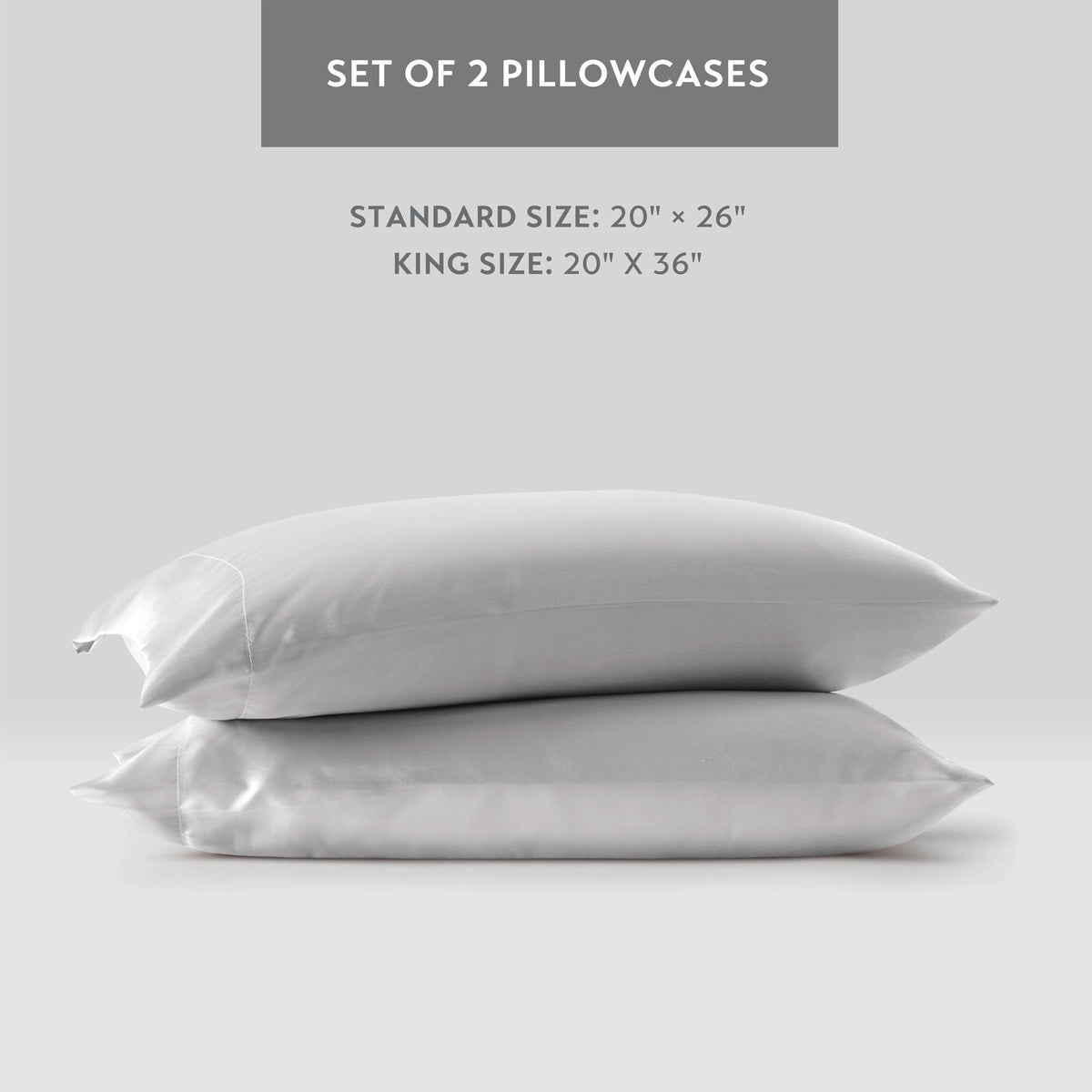 Satin Luxury 2 PC Pillowcases - Light Grey