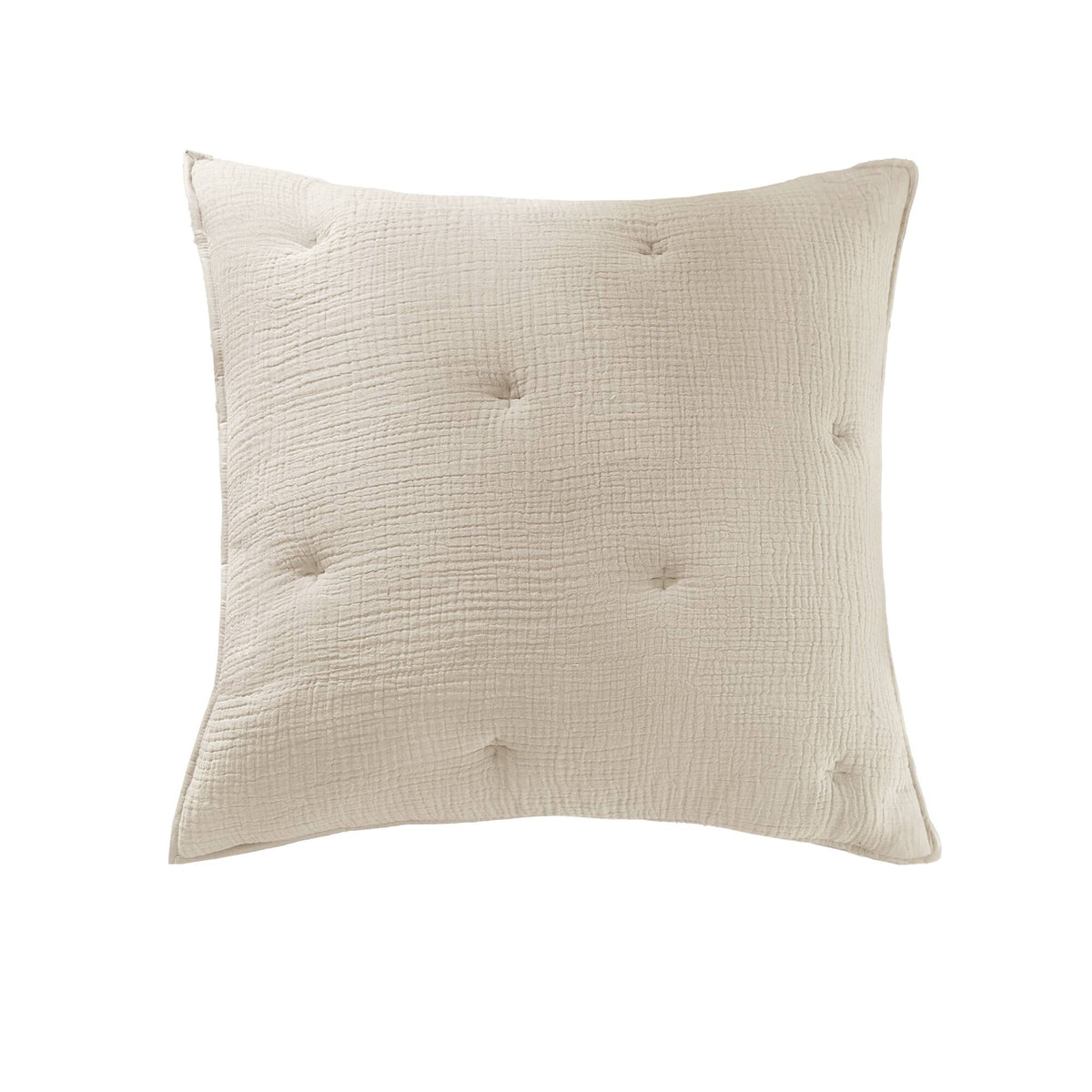 Breeze cotton gauze embroidered Euro Sham - Taupe