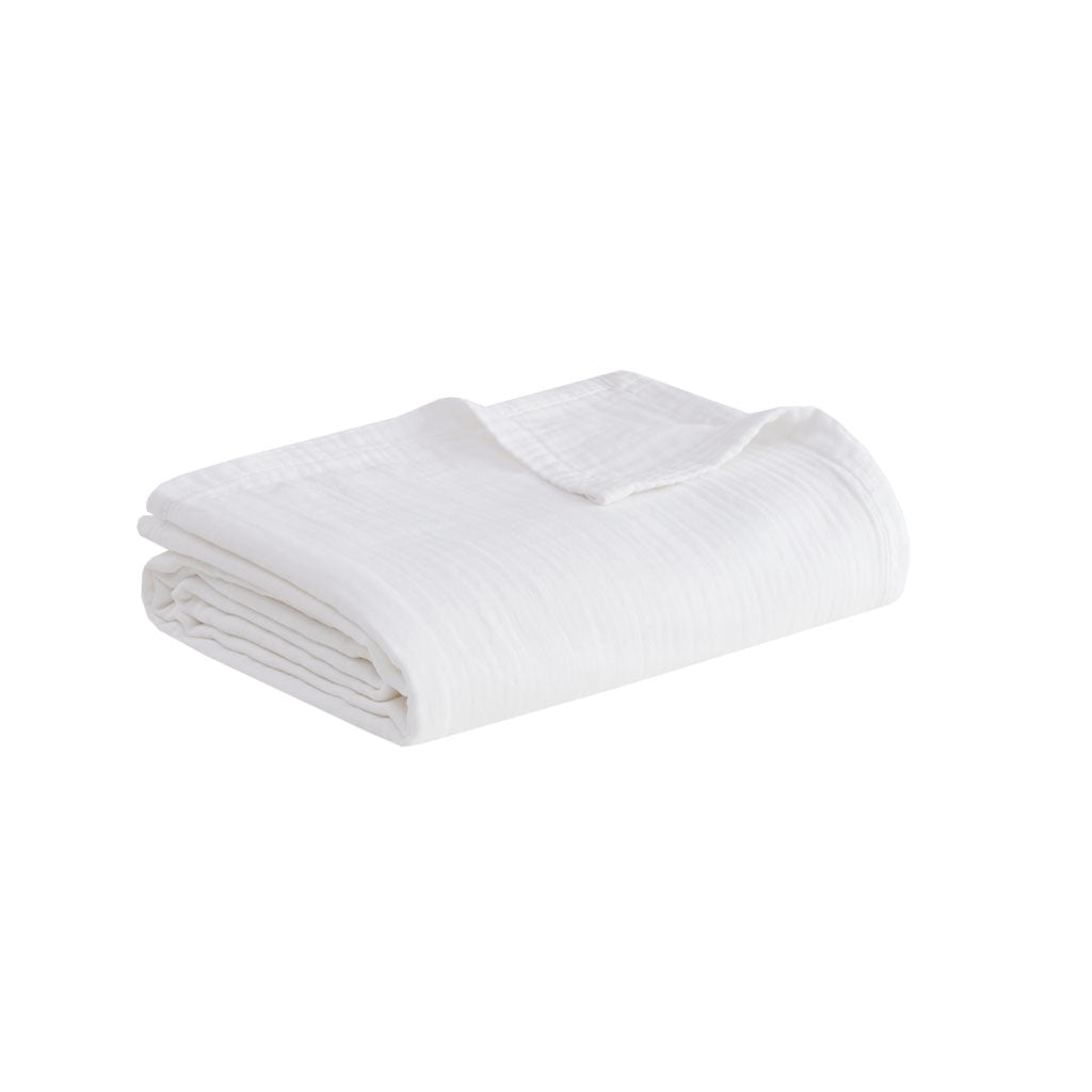 Gauze 100% Cotton Lightweight Blanket - White