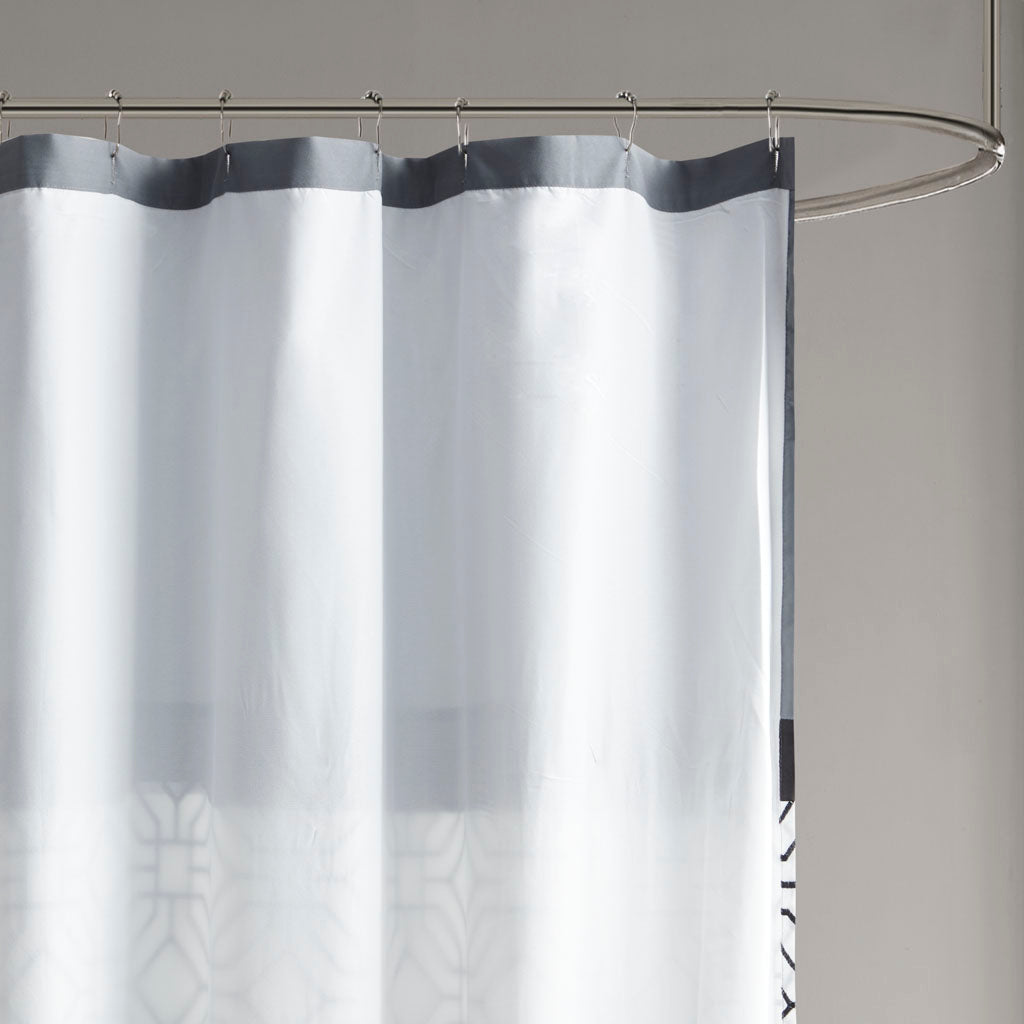 Donnell Embroidered and Pieced Shower Curtain - Black/Grey