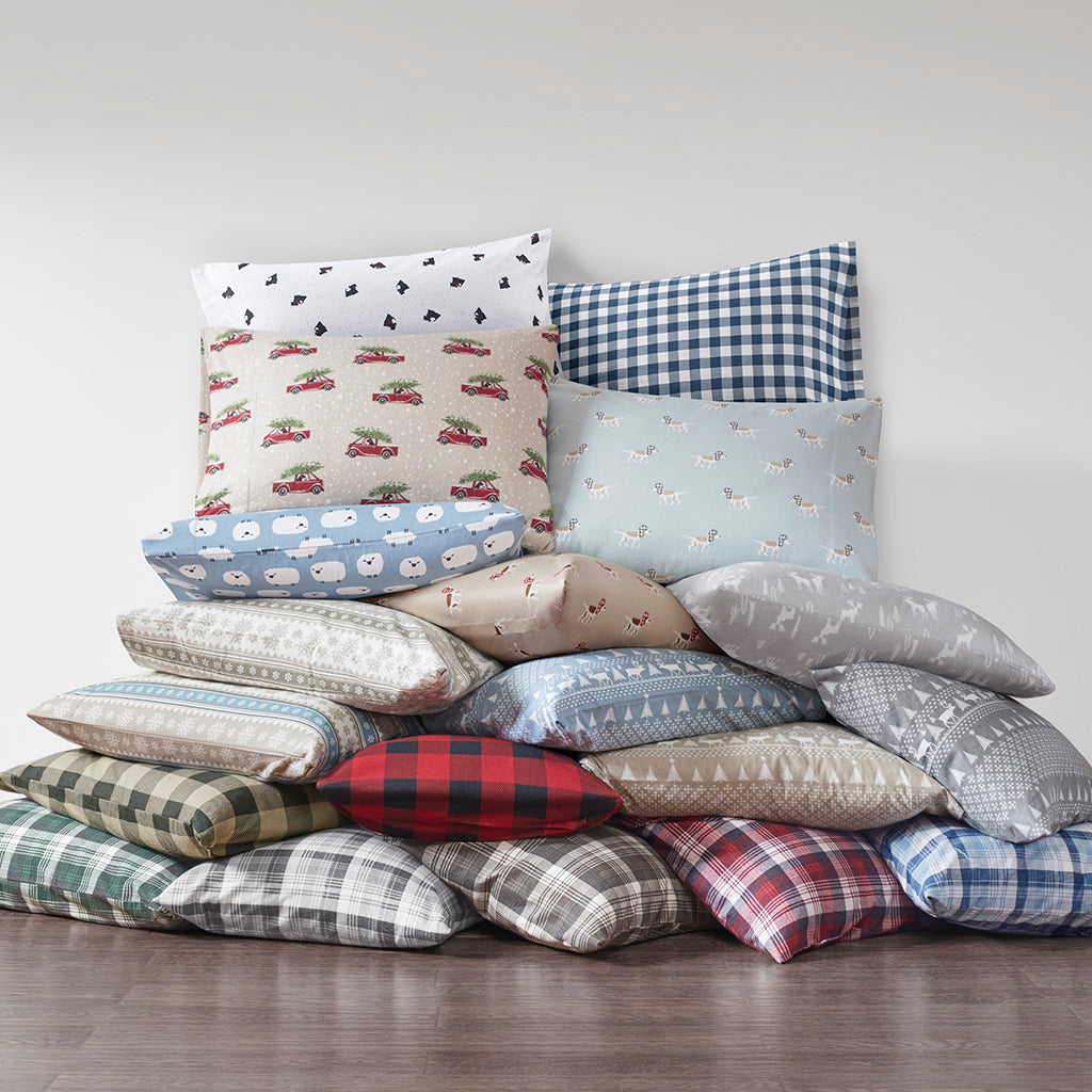 Cotton Flannel Sheet Set - Red/Black Buffalo Check