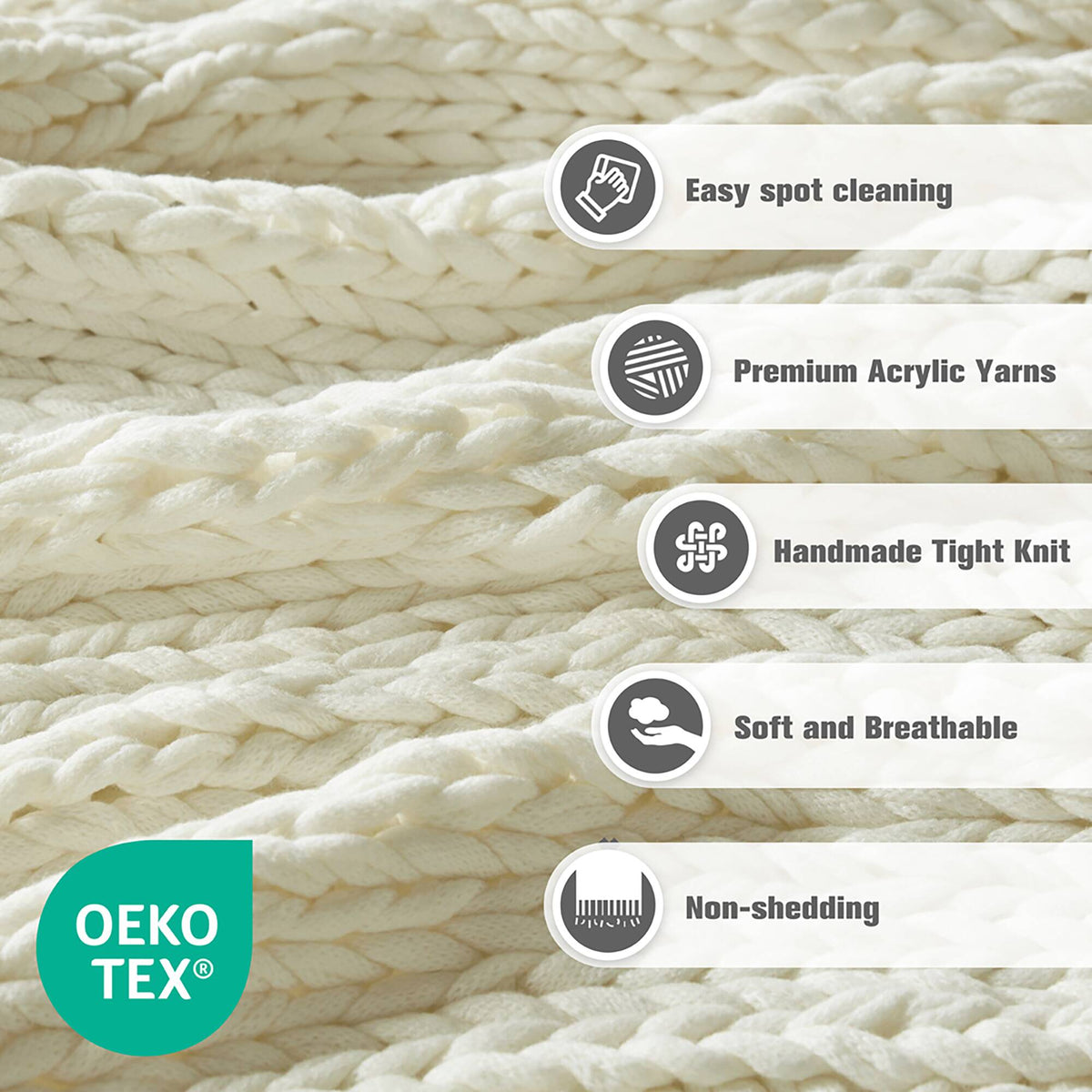 Chunky Double Knit Handmade Throw Blanket - Ivory