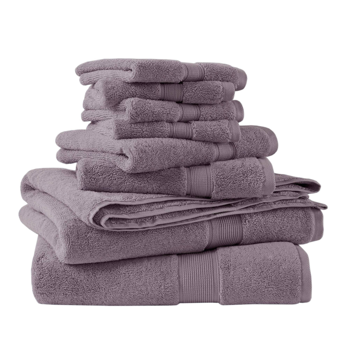 800GSM 100% Cotton 8 Piece Towel Set - Light Purple