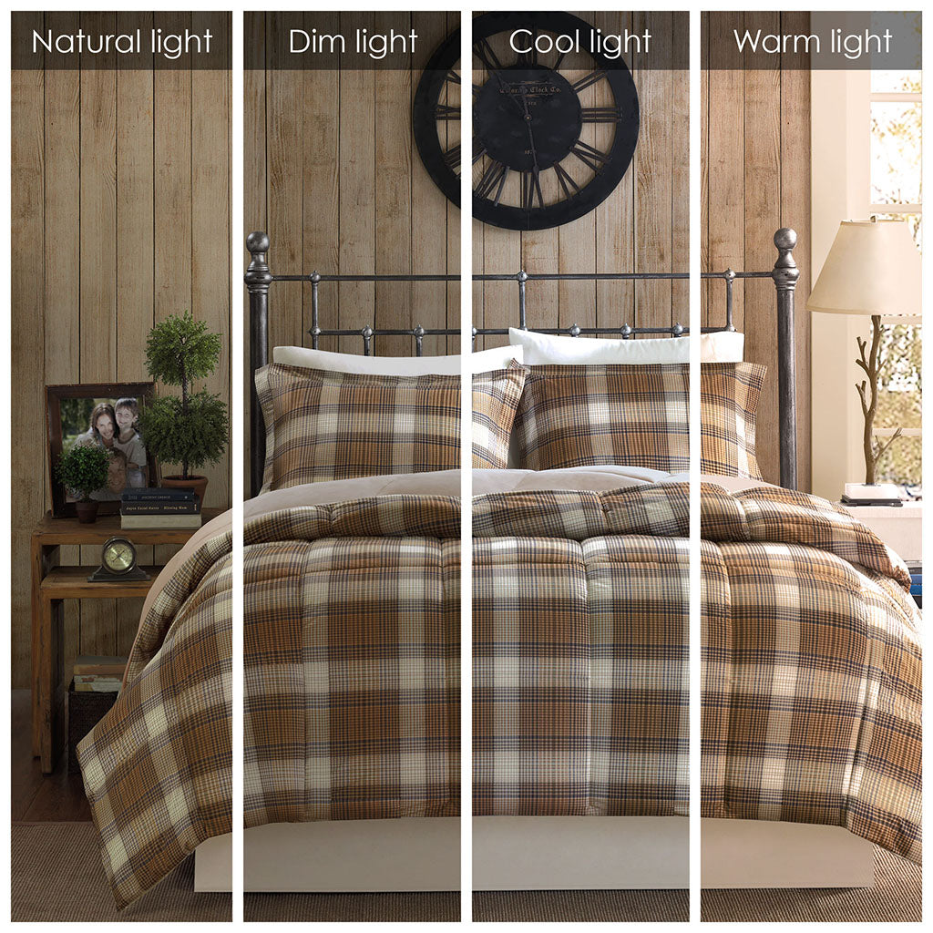 Lumberjack Classic Quilting Soft and Cozy Microfiber Solid Reverse Down Alternative Comforter Set - Multi