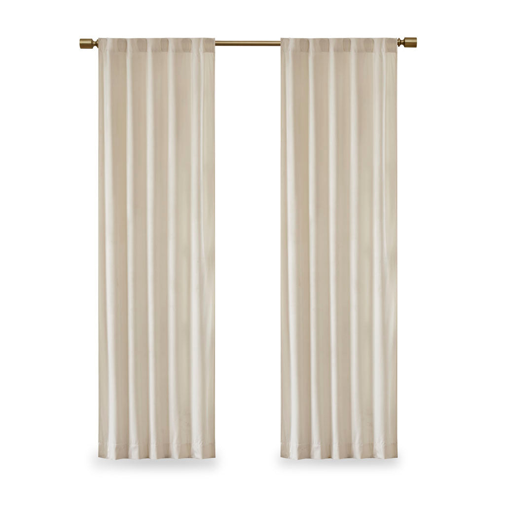 Colt Room Darkening Poly Velvet Rod Pocket/Back Tab Curtain Panel Pair - Ivory