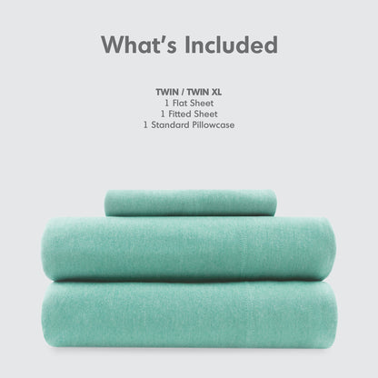 Cotton Blend Jersey Knit All Season Sheet Set - Aqua