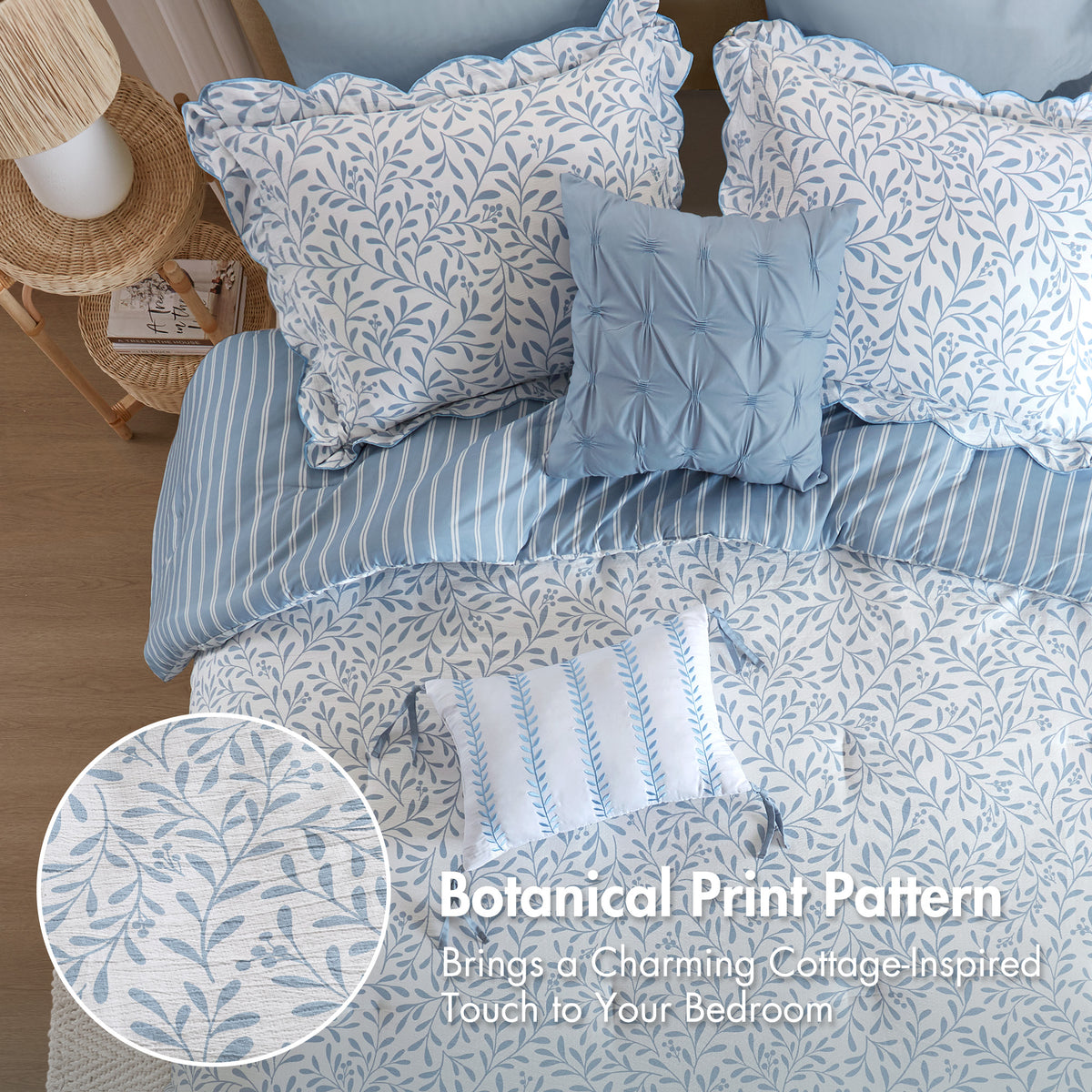 Darcy 5 Piece Print Comforter Set - Blue