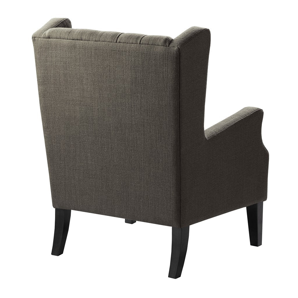 Maxwell Button Tufted Grey Wing Chair