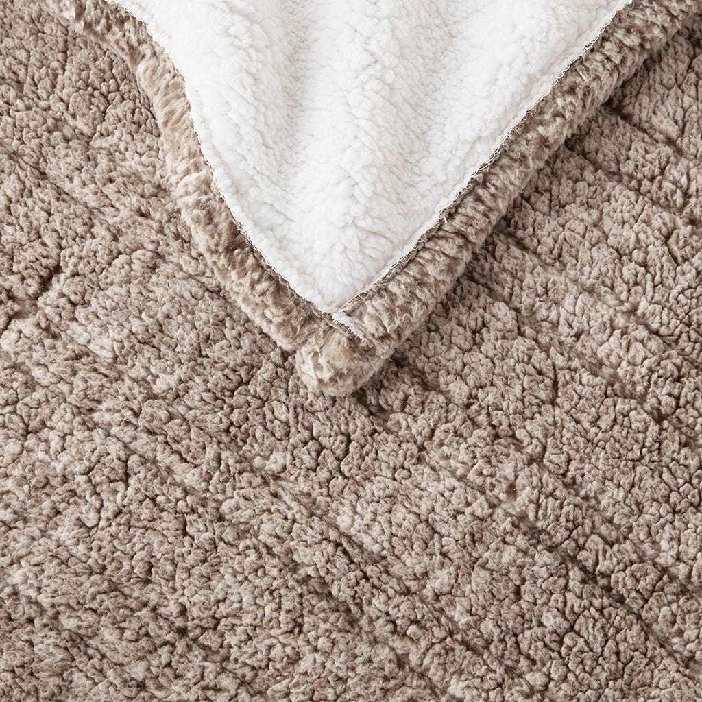 Marbled Sherpa Heated Throw - Grey